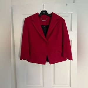 WHBM Red Cropped Coat with 3/4 Sleeves